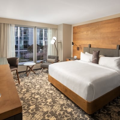 A room with a bed and a desk