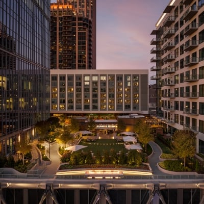 A courtyard in a city