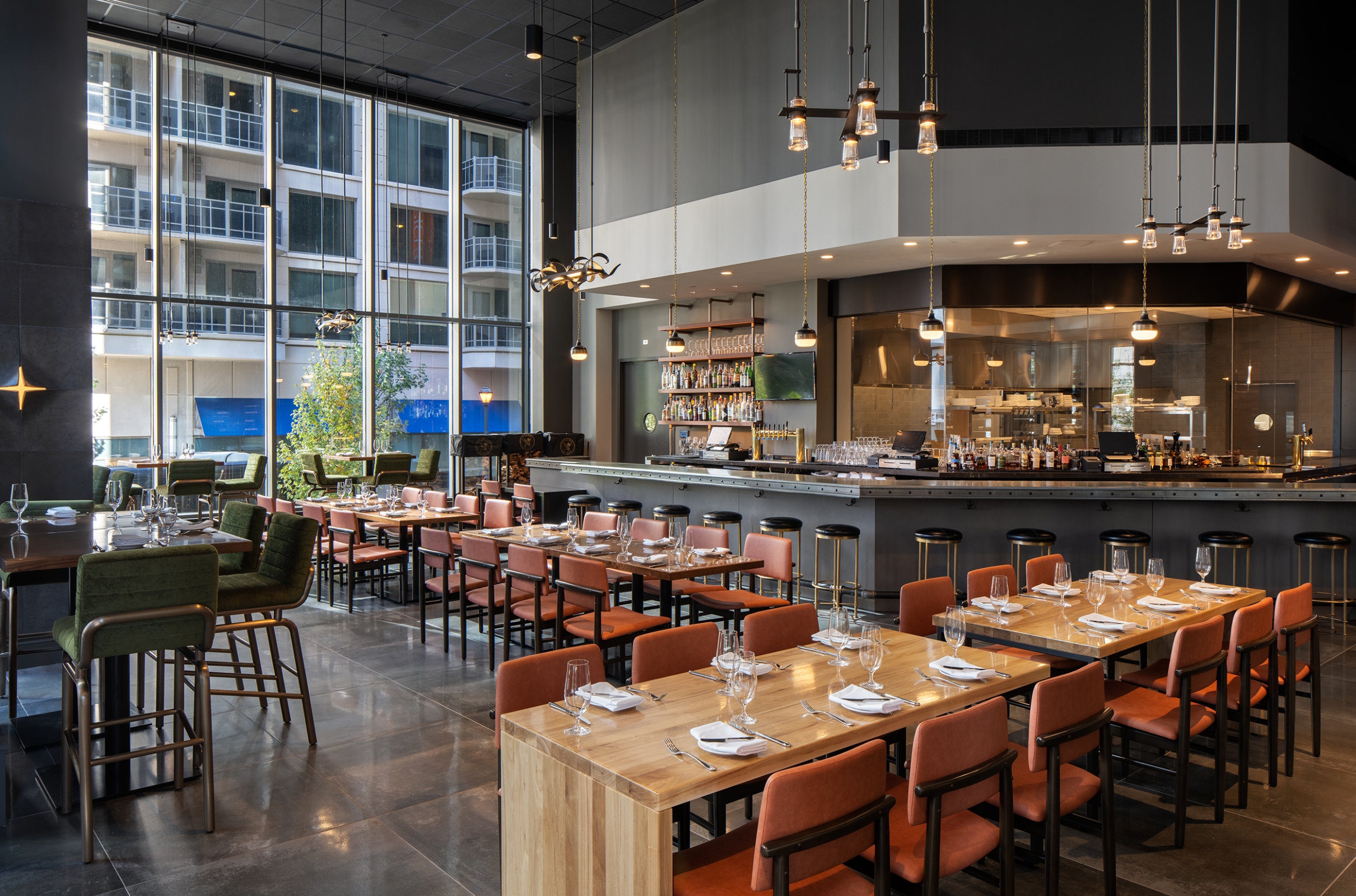 A picture of the dining area and bar at Reverence a restaurant in Epicurean Hotel inAtlanta