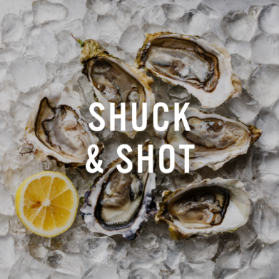Oyster Graphic with Shuck & Shot text overlay