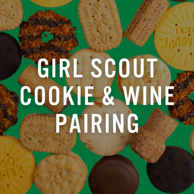 Cookie Graphic with Girl Scout Cookie & Wine Pairing text overlay