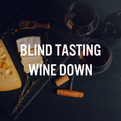 Wine Graphic with Blind Tasting Wine Down 2026 text overlay